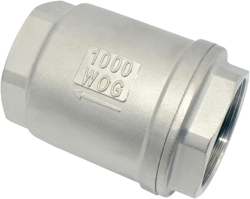 Dsmpipeft NPT Female WOG1000 Check Valve,Vertical Check Valve,NPT Spring Loaded in-line Low Cracking Pressure,Stainless Steel SS316 CF8M (2") - Image 2